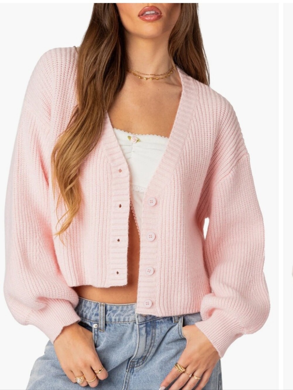 Edikted Women's Sabrina Chunky Knit Cropped Cardigan XS